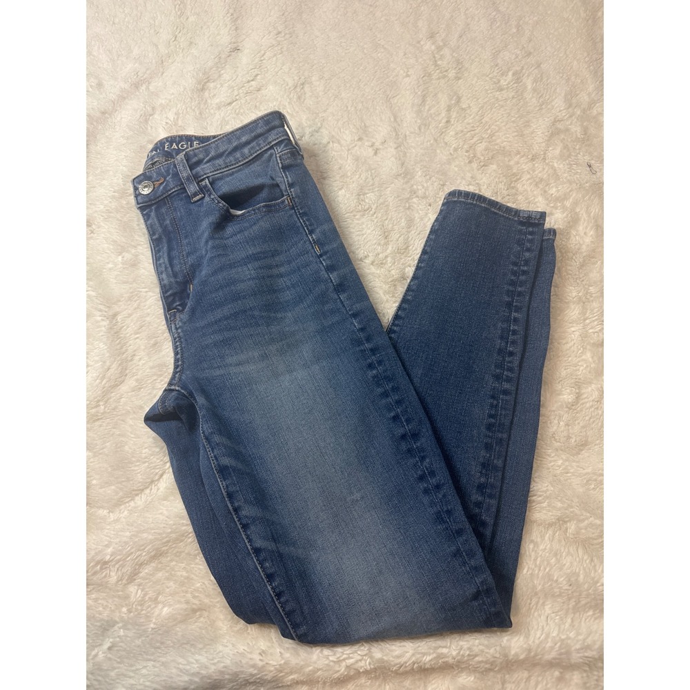 American Eagle Super Hi-Rise Jegging Women 4 Blue Excellent Next Level Stretch